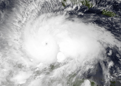 Satellite image of Hurricane Matthew in Carribean